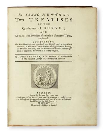 SCIENCE  NEWTON, ISAAC, Sir. Two Treatises of the Quadrature of Curves, and Analysis by Equations of an Infinite Number of Terms.  1745